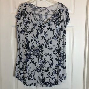 Loft Pullover V-Neck Sleeveless Floral Top Size XL